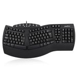 Perixx 11524 PERIBOARD-512 Wired Ergonomic Natural Split Keyboard with 7 Multimedia Keys, Black, UK Layout