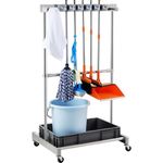 VEVOR Garden Tool Organizer, 10 Slots with Hooks, Yard Tool Tower Rack with Wheels for Garage Organization and Storage, Hold Long-Handled Tool/Rake/Broom, Metal Tool Stand Holder for Shed, Outdoor