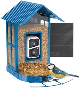 SOLIOM Bird Feeder with Camera Wireless Outdoor,Video Bird Feeder Camera with AI Identify Bird Species,Auto Record Bird Video & Notify You,5W Solar Panel,IP65 Weatherproof,Metal Case BF08(Blue)