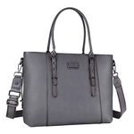 MOSISO PU Leather Laptop Tote Bag for Women (17-17.3 inch),Gray