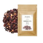 Zyanna Hibiscus Tea - Premium Dried Hibiscus Flower Petals (3.5oz-100g-50 Cups) Traditional Caffeine Free Tea, 100% Natural Ingredients-Refreshing Tangy Tart Flavor, Brew Hot or Iced Tea