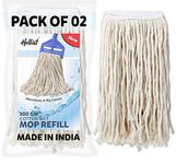 Helliot Cotton Mop Refill for Floor Cleaning 300gm (White) - Pack of 2