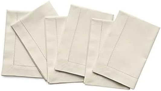 Solino Home Linen Cloth Napkins Set of 6 - Cotton Linen Hemstitch Dinner Napkins 20 x 20 Inch for Spring, Summer - Handcrafted and Machine Washable