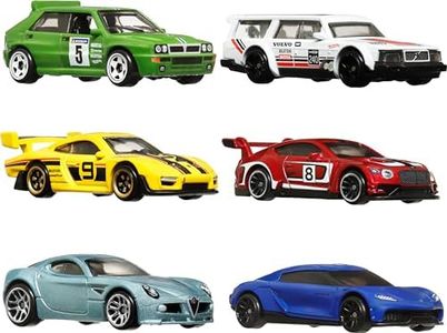 Hot Wheels Car Culture Premium Toy Car 6-Pack, Set of 6 Die-Cast 1:64 Scale Euro Style Vehicles with Elevated Deco (Styles May Vary)