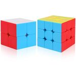 TWSTYFAL 2Pcs Speed Cube 3D Puzzles for Fidget Toys Adults，2x2 and 3x3x3 Smooth Fidget Cube Stress Relief Fidget Toy Brain Teasers Travel Games, Colour Puzzle for Adults, Kids Ages 8 up for Gift