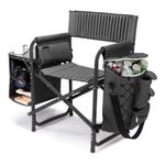 PICNIC TIME Fusion Camping Chair with Side Table and Soft Cooler, Beach Chair for Adults, Lawn Chair, (Dark Gray with Black Accents)