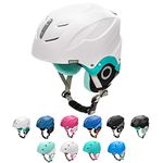 Ski Helmet for Men Women Boy Girl Kid Children Skiing Snowboard Certified Safety Professional Snow Sports Earmuff Winter Warm (S 53-55 cm, White/Mint)