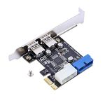 PCI‑E to USB3.0 Expansion Card Adapter, PCI‑E to USB3.0 Board with Front 19PIN Interface, 5 Gbps PCI‑E to USB3.0 Board for Windows XP 32/64/Windows 7 32/64/Windows8/Windows8.1/Windows10