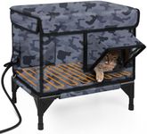 stohot Premium Heated Cat House for Outside Cats, 100% Weatherproof & Windproof Escape Door, Elevated Base, Winter Insulated Feral Stray Outdoor Cat Shelter with Heater