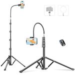 Victiv 88" Tall Tripod for iPhone, Phone Tripod with Gooseneck & Remote and Mobile Phone Stand, Flexible Overhead Tripod Phone Stand for Filming, Aluminum Tripod for Smartphone/Camera/Ring Light