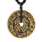 HZMAN Brass Talisman Chinese Lucky Coin Charm Pewter Pendant Necklaces for Wealth and Success, Brass, not