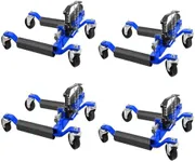 GarveeTech 4 Pcs Car Wheel Dolly, 1500LBS Capacity Trailer Dolly with Hydraulic Tire Jack for Truck and RV Trailer, Blue