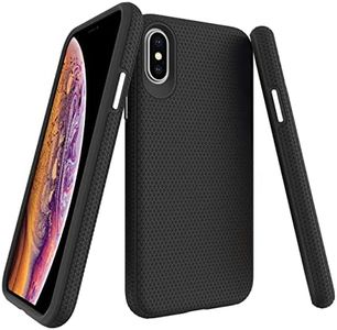 molzar Shield Series for iPhone Xs and iPhone X Case with Triangle Texture Grip, Built-in Metal Plate for Magnetic Mount, Wireless Charging Support, Compatible with iPhone Xs/X, Black