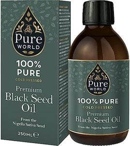 Pure World Black Seed Oil 250ML High Strength Thymoquinone 100% Pure Virgin Cold and Freshly Pressed Nigella Sativa. Glass Bottle Kalonji Non-GMO…
