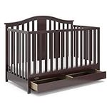 Graco Solano 4-in-1 Convertible Crib with Drawer (Espresso) – GREENGUARD Gold Certified, Crib with Drawer Combo, Includes Full-Size Nursery Storage Drawer, Converts to Toddler Bed and Full-Size Bed