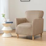 MINGPINHUIUS Banquet Luxury Armchair Slipcovers: Modern Velvet 1Piece Chair Covers Super Soft Non-Slip Solid Color Single Couch Covers with Arms,for Dog Pet (Camel)
