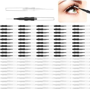 100 cepillos de microcejas con tapa, cepillo de carrete de cejas, micro cepillo de laminación de cejas, 2 tamaños, multifuncional, micro bobina, cepillo de pestañas para levantar pestañas,