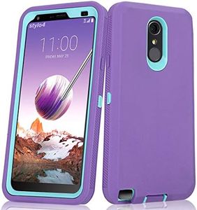 LG Stylo 4 Plus Case, Hybrid High Impact Resistant Rugged Full-Body Shockproof Tri-Layer Heavy Duty Case with Built-in Screen Protector for LG Stylo 4/ LG Stylo 4 Plus (Purple)