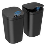 2 Pack Touchless Small Bathroom Garbage Can with Lid - 3 Gallon Automatic Electric Garbage Bin, Motion Sensor Smart Trash Can Waterproof, Slim Dog Proof Trash Bin for Bedroom Office (Black)