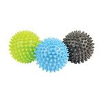 Fitness Mad Spikey Massage Ball, Ideal for Trigger Point Therapy, Deep Tissue & Myofascial Release, Relaxes Tight Muscles & Stress, 3 Hardness Levels (Blue, Green & Grey)