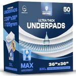 50 Pack - Chucksters Bed Pads Disposable Adult 36x36 Incontinence Bed Pads for Elderly & Kids | 125 Gram MAX Absorbent Capacity XXX-Large Underpads, Chux Pads | Pee Pads for Adults, Chuck Pads