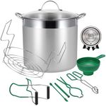 HOMKULA Water Bath Canning Pot with Rack and Lid, Steam Canner with Canning Supplies Starter Kit, Stainless Steel, 9 Pieces (Induction/Glass Top Stove Compatible)