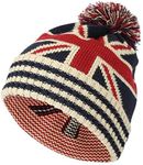 WITHMOONS Union Jack Beanie Hat British Toque Winter Pom Knit Beanies for Men Women JZP0027 (White)