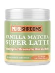 Organic Vanilla Matcha Super Latte 110g | Coconut Milk Powder, Matcha, MCT, Lion's Mane, Turkey Tail, Ginger | Delightful Vanilla Twist