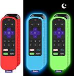 3 Pack Protective Case for TCL Roku TV Steaming Stick 3600R/3800/3900 Remote, Silicone Cover Roku Voice/Express/Premiere Remote Controller Skin, Replacement Sleeve Protector-Glow Green,Glow Blue,Red