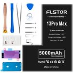 FLSTOR Battery for iPhone 13 Pro Max, 5000mah Replacement Battery Pack Compatible with iPhone 13 Pro Max Model A2645 A2644 A2643 A2641 A2484 with Repair Tool Kit and User Instruction