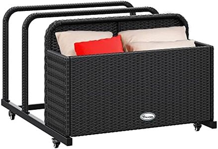 Pool Float Storage, Rolling Pool Noodles Holder with PE Rattan, Outdoor Pool Storage for Swimming Ring, Balls, Floats,Pool Accessories