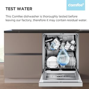COMFEE Slimline Dishwasher, 45cm – White Compact Freestanding