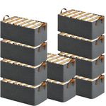 VENDIFY Collapsible Fabric Cloth Storage Box 26LTR Rectangle Storage Foldable Cloth Basket with Metal Frame & Handles Clothes Organiser for Wardrobe for for Pants,Shirt,Saree,Sweaters(PACK OF 10 Grey)