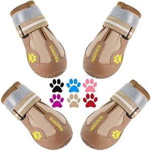 QUMY Dog Shoes for Large Dogs, Medium Dog Boots & Paw Protectors for Winter Snowy Day, Summer Hot Pavement, Water-Resistant in Rainy Weather, Outdoor Walking, Indoor Hardfloors Skid-Resistant Sole