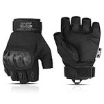 Glove Station The Fingerless Tactical Rubber Knuckle Gloves for Men Outdoor Sports Training Motorcycling, Black, Medium