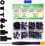 Zmbroll 200Pcs M.2 Screw Kit,Black M2 SSD Mounting Screws,NVMe Screw for Laptops,m.2 Standoff and Screw for Asus Gigabyte MSI Motherboards Screw with Screwdriver