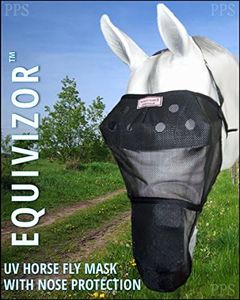 EquiVizor 95% UV Eye Protection (COB) Horse Fly Mask with Nose - Help with Uveitis, Corneal Ulcer, Light Sensitive. Designed to Stay On Your Horse, Off The Ground.