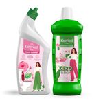 Kleenest Bathroom & Toilet Cleaner Combo | Plant-Based Cleaning Liquid | Zero Bleach Formula | Rose Fragrance | Limescale & Stain Remover | Safe for Daily Use – 1L Each
