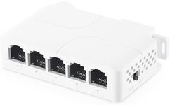 Binardat PoE Passthrough Switch, 1 PoE in 4 PoE Out Extender, IEEE802.3af/at/bt PoE Powered 90W, 100Mbps Ethernet, Din Rail & Wall Mount Plug and Play