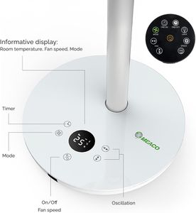 Meaco MeacoFan 1056P Pedestal Air Circulator – Quiet Oscillating Fan with Remote