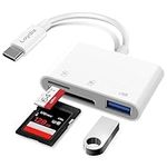 SD Card Reader, Loydia USB C to SD Card for iPhone 15/iPad/Mac/Laptop, 3 in 1 Type C Memory Card Adapter with USB Port for iMac, iPad Pro/Air/Mini, MacBook Pro/Air, Galaxy, MicroSD/SD