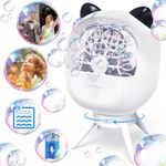 Rechargeable Bubble Machine for Kids, 30000+ Bubbles Per/Min Automatic Bubble Makers, 90°/180° Rotating Bubble Machine 500ML Bubble Blower with 2 Speed Modes for Outdoor Party Wedding Birthday, White