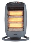 Electric Heater 3 Bar Halogen Heater with 3 Heat settings Heaters for Home, 1200W Portable Heater 90 Degree Oscillation Room Heater Compact Carry Handle Heaters Safety Tip Over Switch Gray