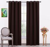 JUPON Silk Blackout Curtain Pack Of 1 Piece With 3 Layers Weaving Technology & Solid Grommet Curtains Pattern/Thermal Insulated Draperies Energy Saving (W 44" X 96" L) Brown