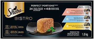 SHEBA Bistro Perfect PORTIONS Cat Food Wet Adult, Paté Gourmet Salmon & Chicken, Savoury Salmon & Tuna and Signature Seafood Entrée Variety Pack, (24) 75g Trays