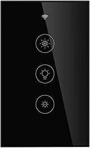 MOES WiFi RF Smart Light Dimmer Switch, Smart Life/Tuya APP Relay Status Backlight Switch Off RF Remote Control Voice Compatible with Alexa Google Assistants, Black Touch