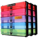 WestonBoxes A4 Box Stak, Stackable Craft Storage Box Unit Including Plastic A4 Storage Boxes with Lids (Multi-Colour, Pack of 1)