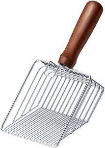 Morrean Cat Litter Scoop with Holder, Metal Cat Litter Scooper, Stainless Steel Heavy Duty Deep Shovel, Fast Fine Scoop Away Cat Litter - Silver ﻿