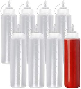 MATANA 8 Grandes Bouteille à Sauce, Bouteille à Condiments, Flacons Plastique avec Bouchon, XL 680ml - Solide & sans BPA