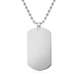 Dog Tag Necklace for Men Stainless Steel Tag Plates Pendant Necklace Military Dog Tag Pendant Necklace for Boys Army Hip Hop Jewelry (B)